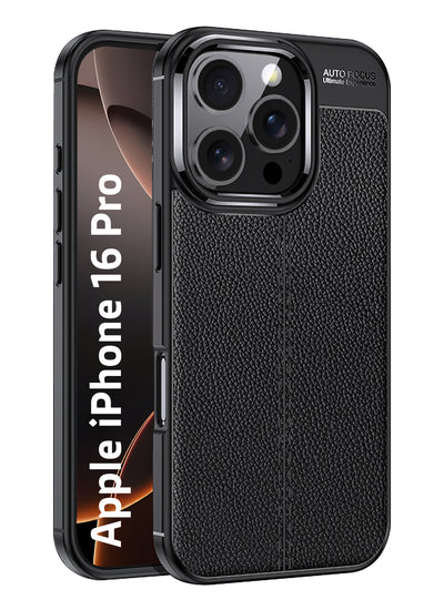 Apple iPhone 16 Pro (6.3 inch) Back Cover | Vegan Leather Series, Black