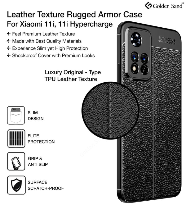 Xiaomi 11i, Xiaomi 11i HyperCharge 5G (6.67 inch) Back Cover | Vegan Leather Series, Mysterious Black