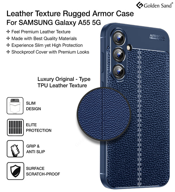 Samsung Galaxy A55 5G (6.6 inch) Back Cover | Vegan Leather Series, Blue