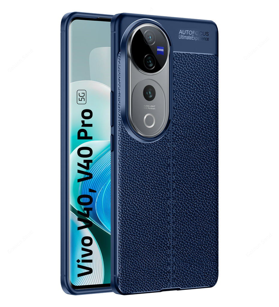 Leather Armor TPU Series Shockproof Armor Back Cover for Vivo V40 5G, Vivo V40 Pro 5G, 6.78 inch, Blue