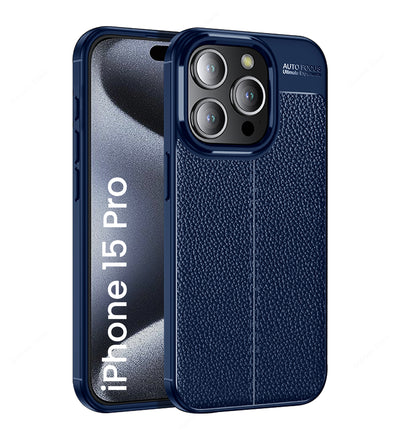 Apple iPhone 15 Pro (6.1 inch) Back Cover | Vegan Leather Series, Blue