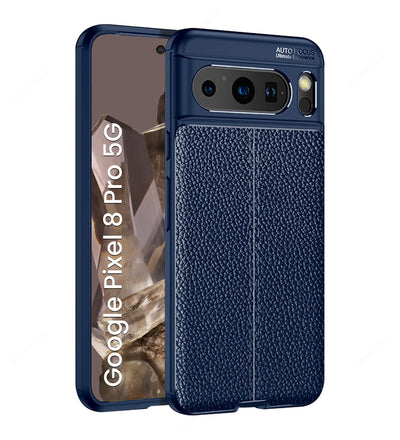 Google Pixel 8 Pro 5G (6.7 inch) Back Cover | Vegan Leather Series, Blue