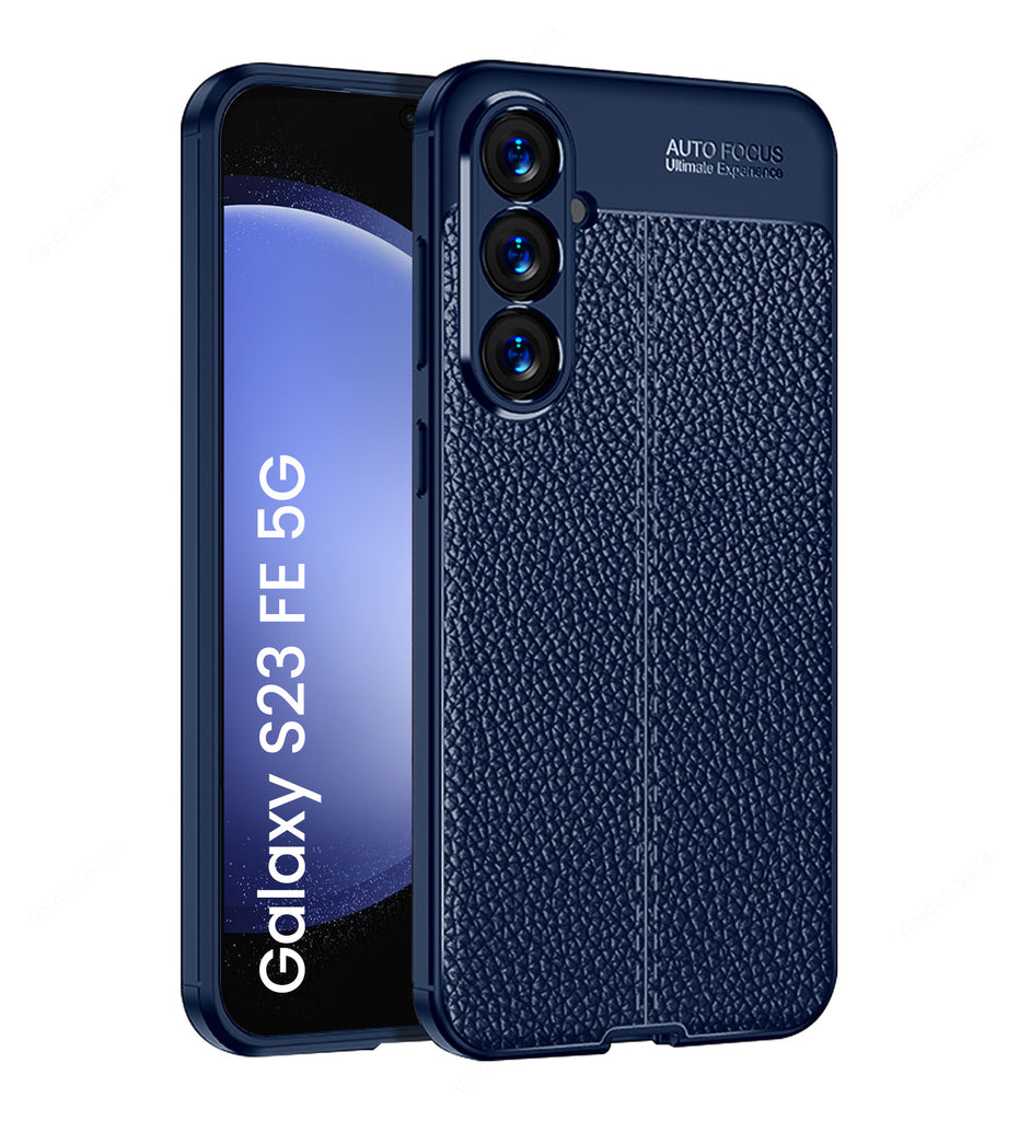 Leather Armor TPU Series Shockproof Armor Back Cover for Samsung Galaxy S23 FE 5G, 6.4 inch, Blue