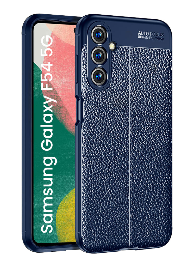 Leather Armor TPU Series Shockproof Armor Back Cover for Samsung Galaxy F54 5G, 6.7 inch, Blue