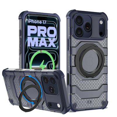 Apple iPhone 17 Pro Max (6.9 inch) Back Cover | Explorer MagSnap Series With 360° Ring Stand, Deep Blue
