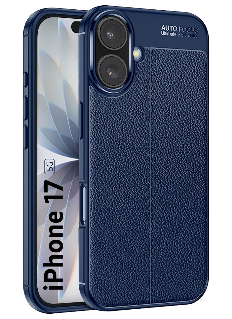 Apple iPhone 17 5G (6.3 inch) Back Cover | Vegan Leather Series, Blue