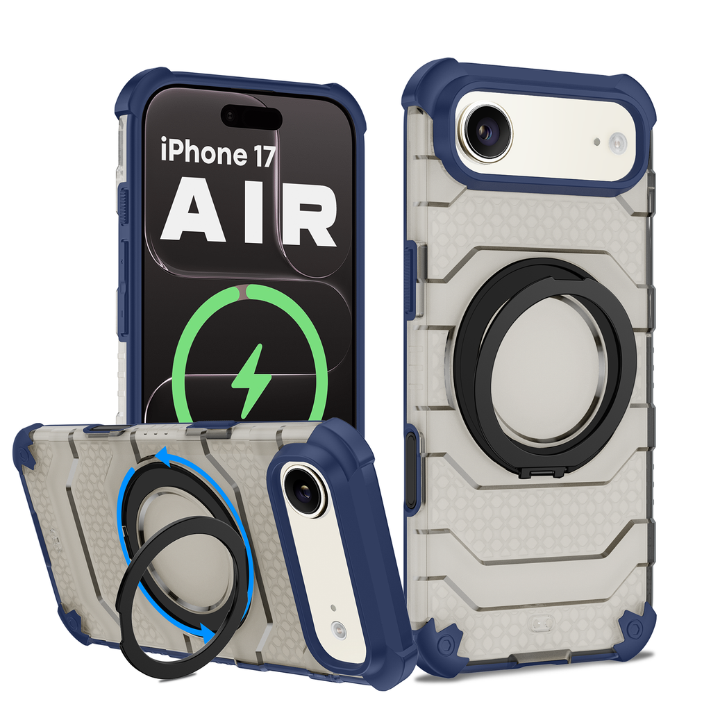 Apple iPhone 17 Air, iPhone Air (6.9 inch) Back Cover | Explorer MagSnap Series With 360° Ring Stand, Deep Blue