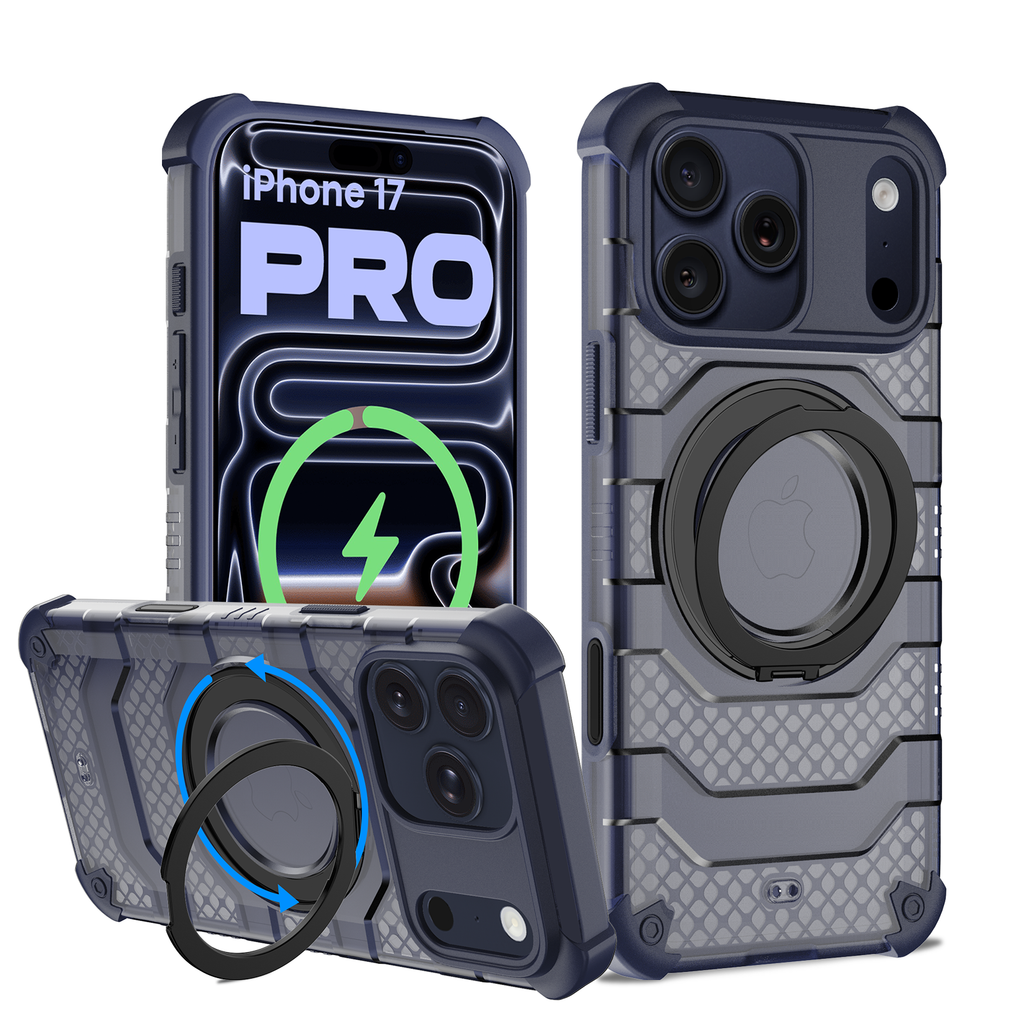 Apple iPhone 17 Pro (6.3 inch) Back Cover | Explorer MagSnap Series With 360° Ring Stand, Deep Blue