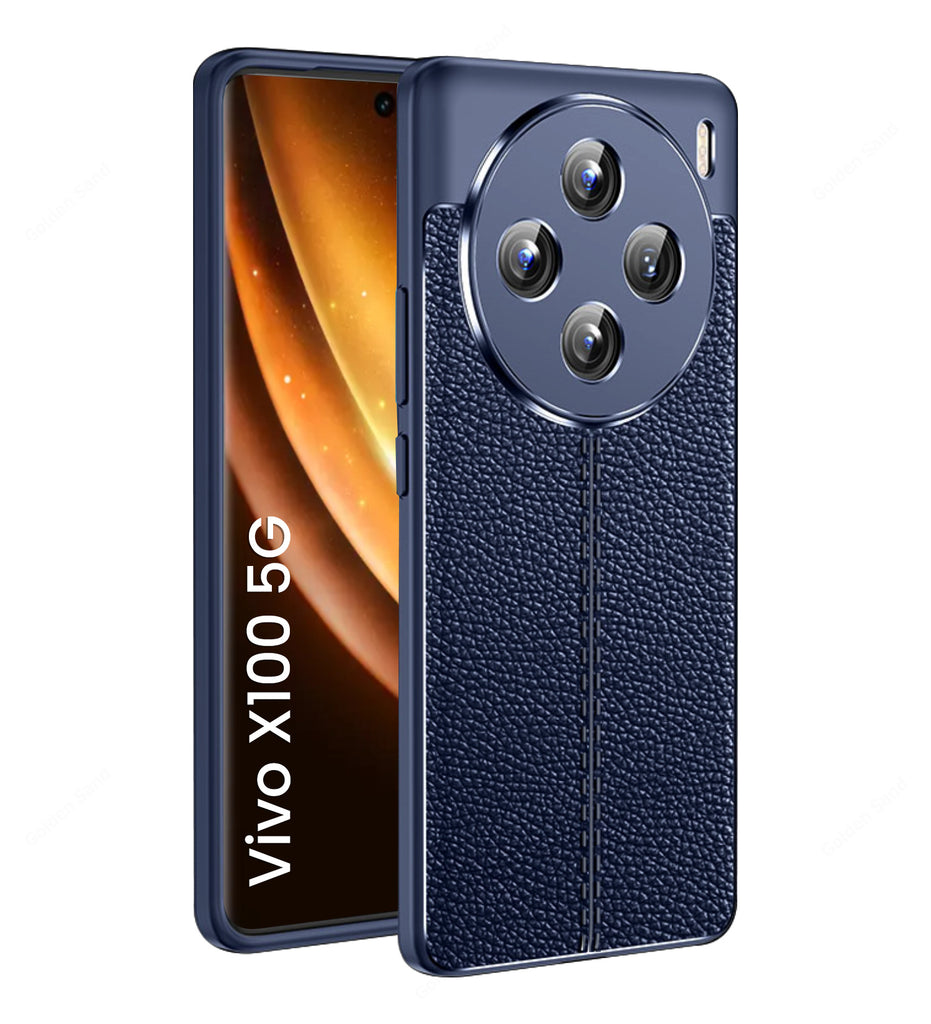Leather Armor TPU Series Shockproof Armor Back Cover for Vivo X100 5G, 6.78 inch, Blue
