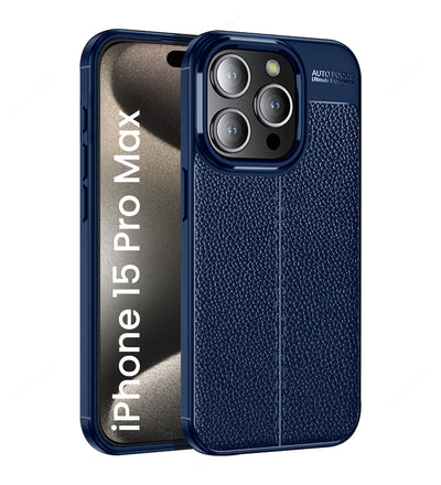 Apple iPhone 15 Pro Max (6.7 inch) Back Cover | Vegan Leather Series, Blue