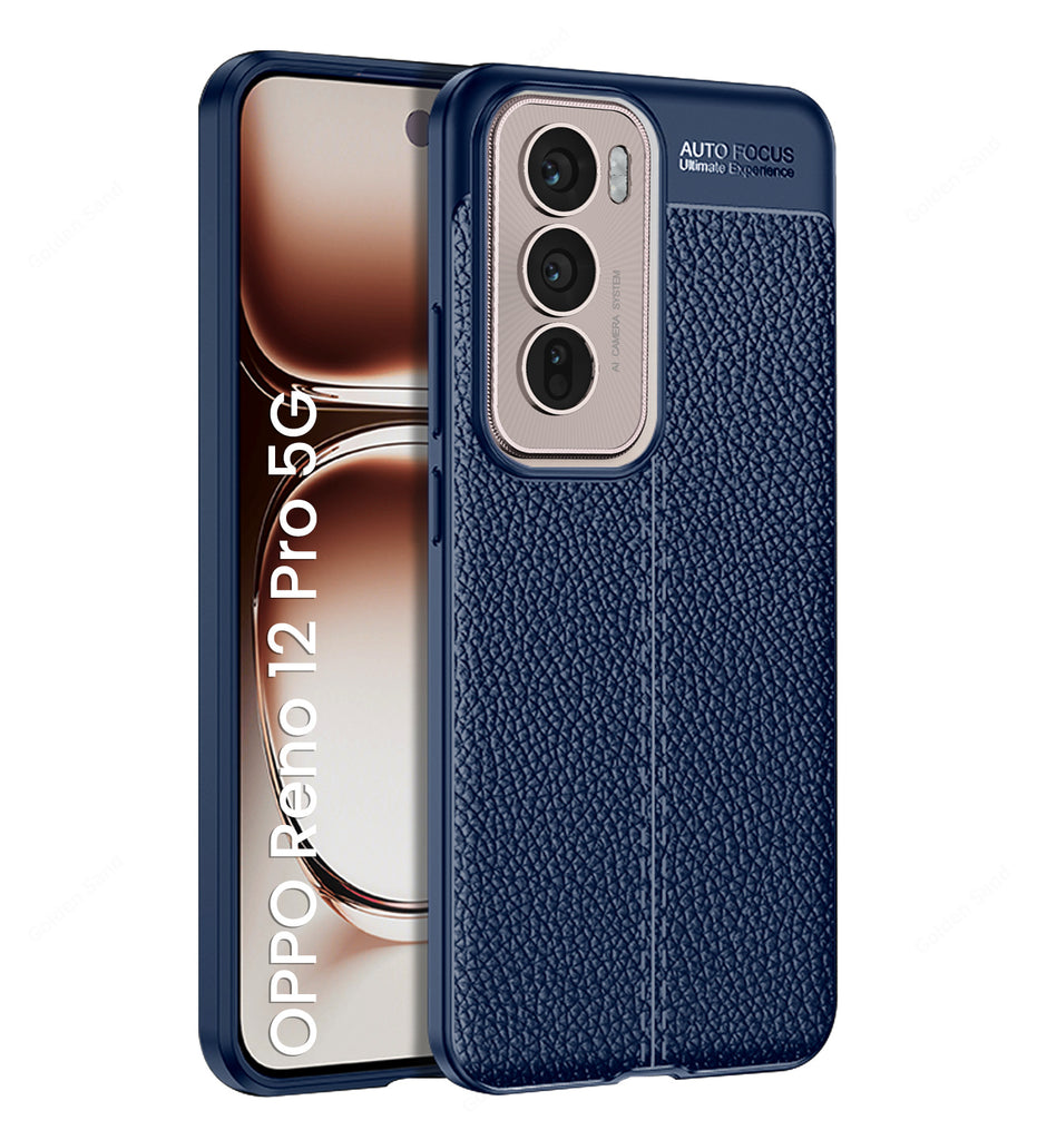 Leather Armor TPU Series Shockproof Armor Back Cover for OPPO Reno 12 Pro 5G, 6.7 inch, Blue