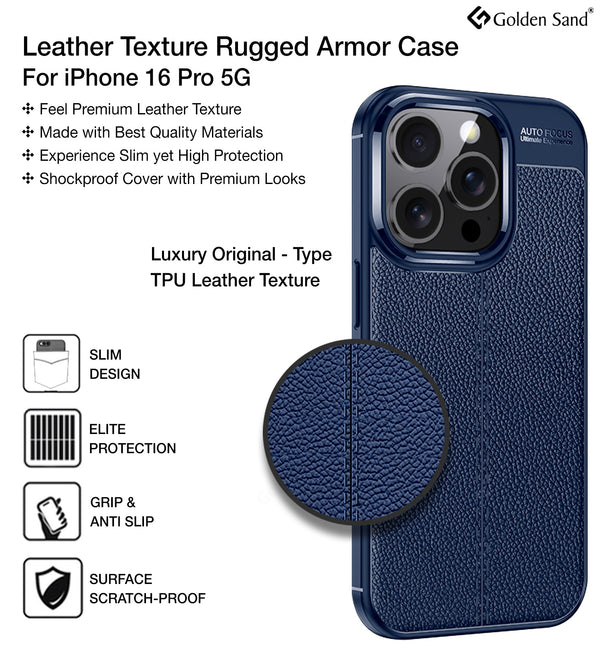 Apple iPhone 16 Pro (6.3 inch) Back Cover | Vegan Leather Series, Blue