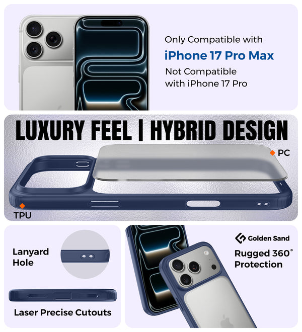 Apple iPhone 17 Pro Max 5G (6.9 inch) Back Cover | Rugged Frosted Series, Deep Blue