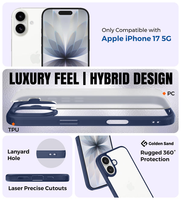 Apple iPhone 17 5G (6.3 inch) Back Cover | Rugged Frosted Series, Deep Blue