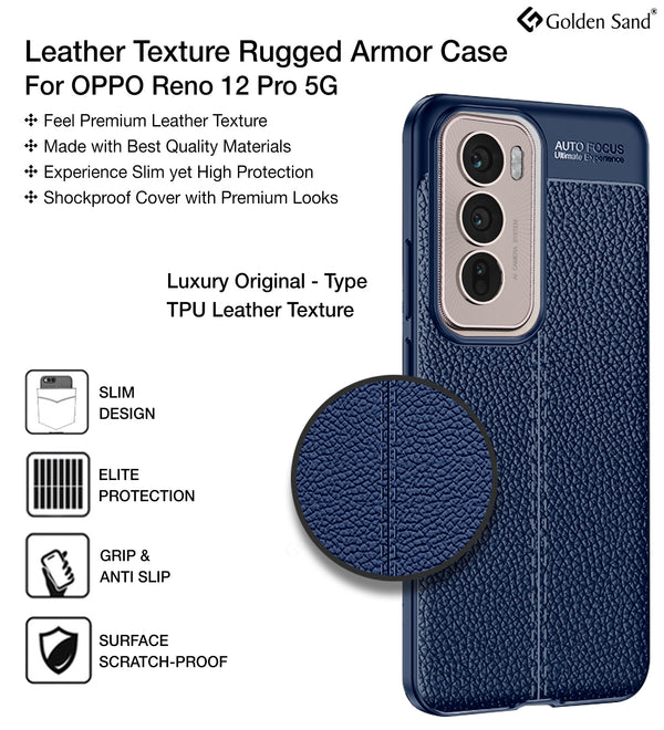 OPPO Reno 12 Pro 5G (6.7 inch) Back Cover | Vegan Leather Series, Blue