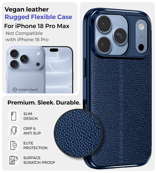Apple iPhone 18 Pro Max 5G (6.9 inch) Back Cover | Vegan Leather Series, Blue