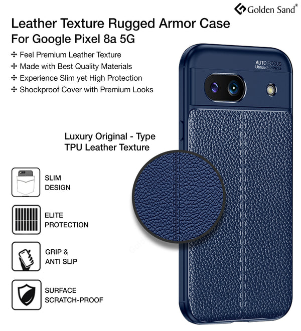 Google Pixel 8A 5G (6.1 inch) Back Cover | Vegan Leather Series, Blue