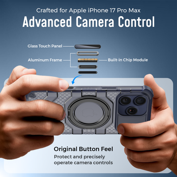 Apple iPhone 17 Pro Max (6.9 inch) Back Cover | Explorer MagSnap Series With 360° Ring Stand, Deep Blue