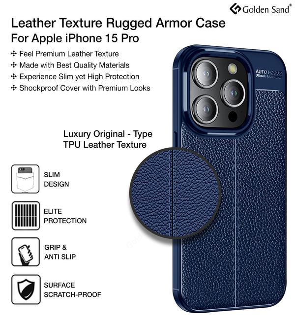 Apple iPhone 15 Pro (6.1 inch) Back Cover | Vegan Leather Series, Blue