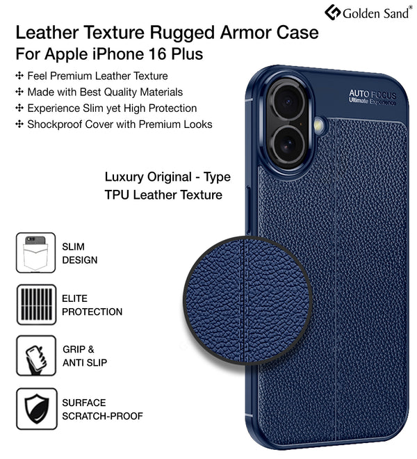 Apple iPhone 16 Plus (6.7 inch) Back Cover | Vegan Leather Series, Blue
