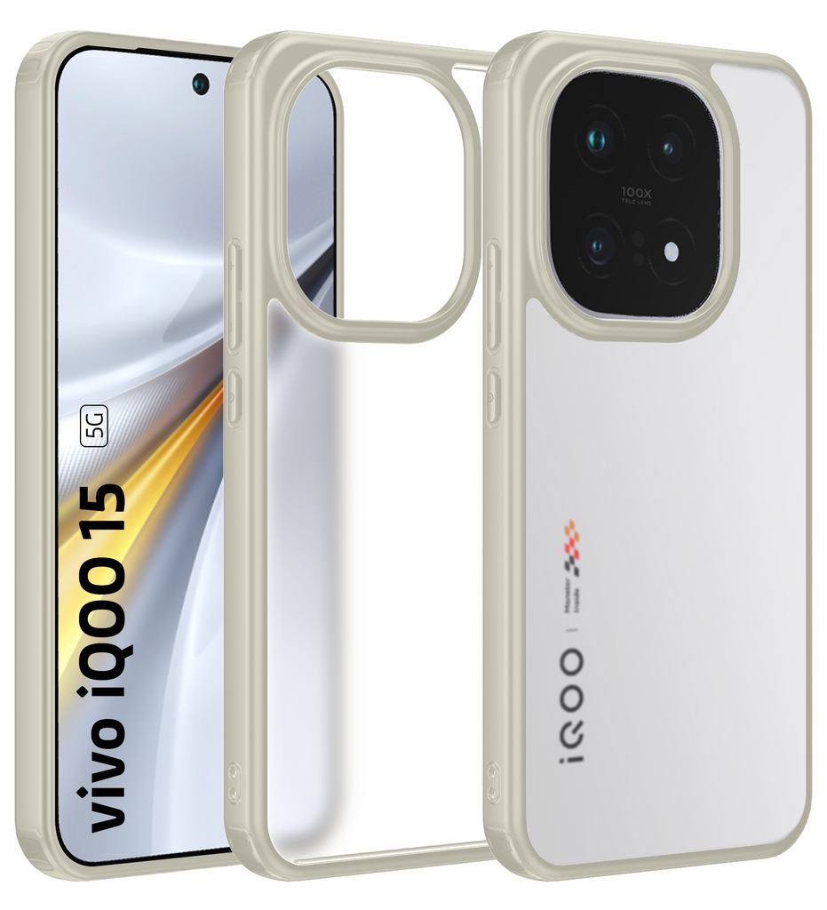 iQOO 15 5G (6.85 inch) Back Cover | Rugged Frosted Series, Ivory Grey