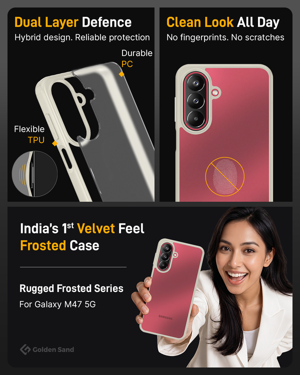 Samsung Galaxy M47 5G (6.7 inch) Back Cover | Rugged Frosted Series, Ivory