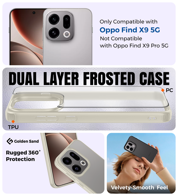 Oppo Find X9 5G (6.59 inch) Back Cover | Rugged Frosted Series, Mist Cream