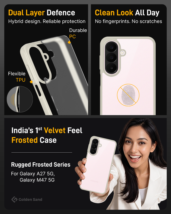 Samsung Galaxy M47 5G, Samsung Galaxy A27 5G (6.7 inch) Back Cover | Rugged Frosted Series, Ivory