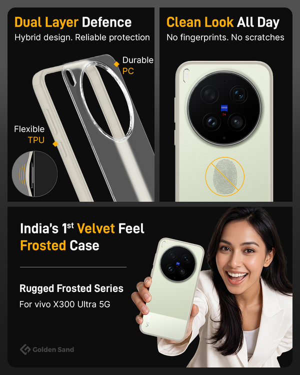 Vivo X300 Ultra 5G (6.82 inch) Back Cover | Rugged Frosted Series, Ivory