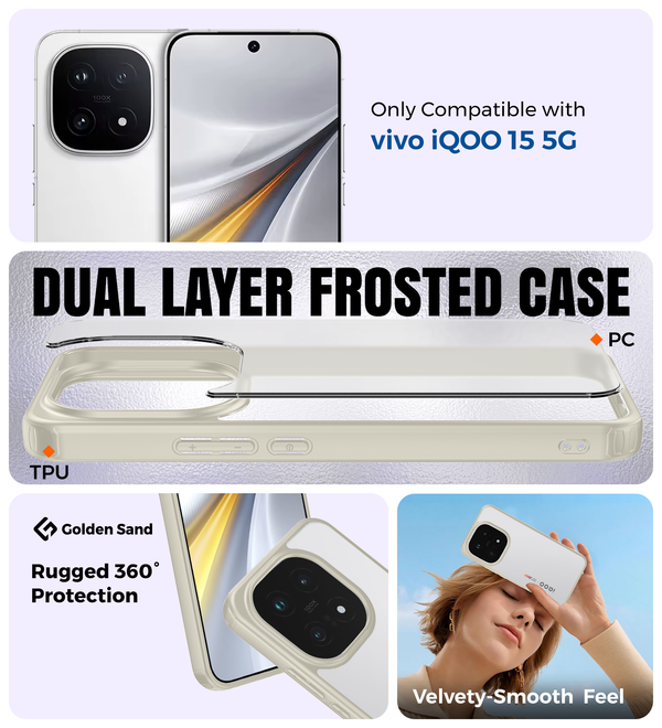 iQOO 15 5G (6.85 inch) Back Cover | Rugged Frosted Series, Legend Cream