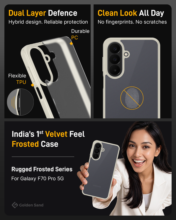 Samsung Galaxy F70 Pro 5G (6.7 inch) Back Cover | Rugged Frosted Series, Aura Ivory