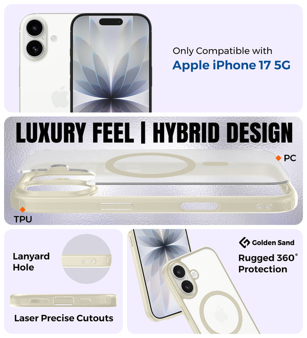 Apple iPhone 17 5G (6.3 inch) Back Cover | Rugged Frosted MagSnap Series, Cloud White