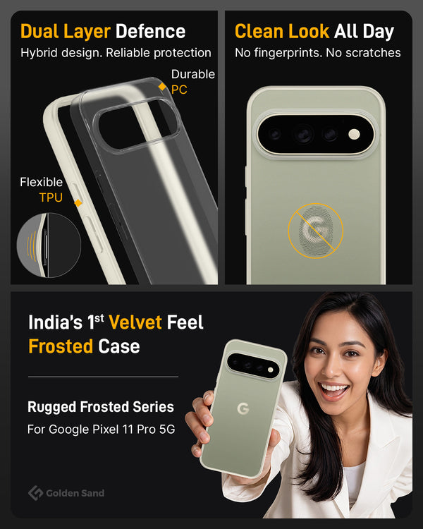 Google Pixel 11 Pro 5G (6.3 inch) Back Cover | Rugged Frosted Series, Olive Ivory