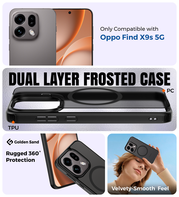 Oppo Find X9s 5G (6.59 inch) Back Cover | Rugged Frosted MagSnap Series, Midnight Black