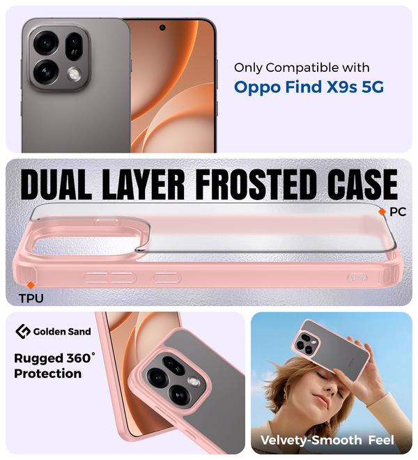 Oppo Find X9s 5G (6.59 inch) Back Cover | Rugged Frosted Series, Sunset Pink