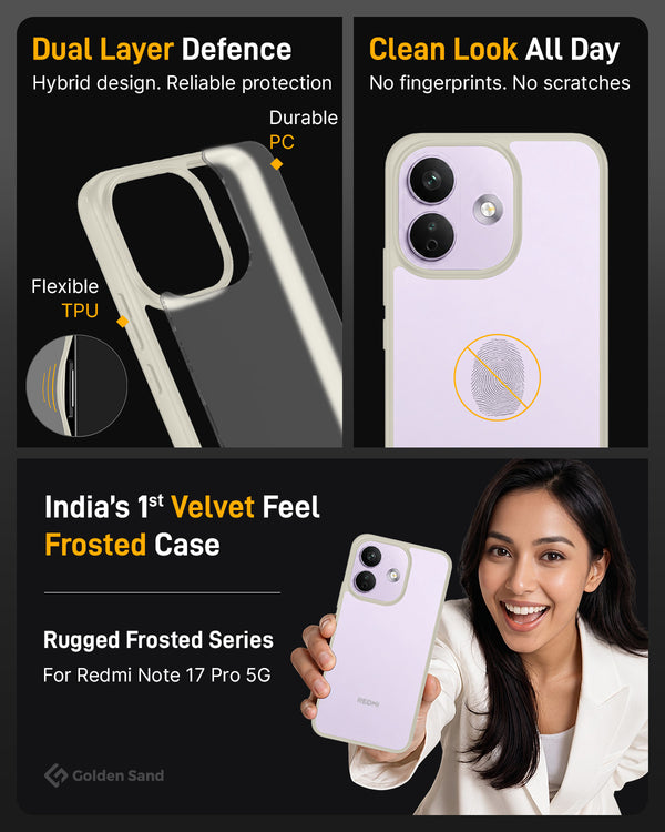 Redmi Note 17 Pro 5G (6.83 inch) Back Cover | Rugged Frosted Series, Ivory