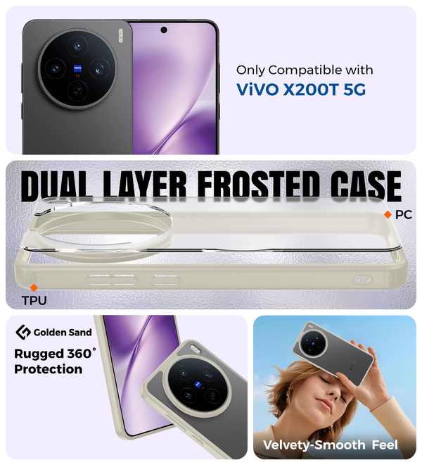 Vivo X200T 5G (6.67 inch) Back Cover | Rugged Frosted Series, Stellar Ivory