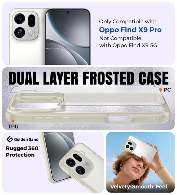 Oppo Find X9 Pro 5G (6.78 inch) Back Cover | Rugged Frosted Series, Silk Cream