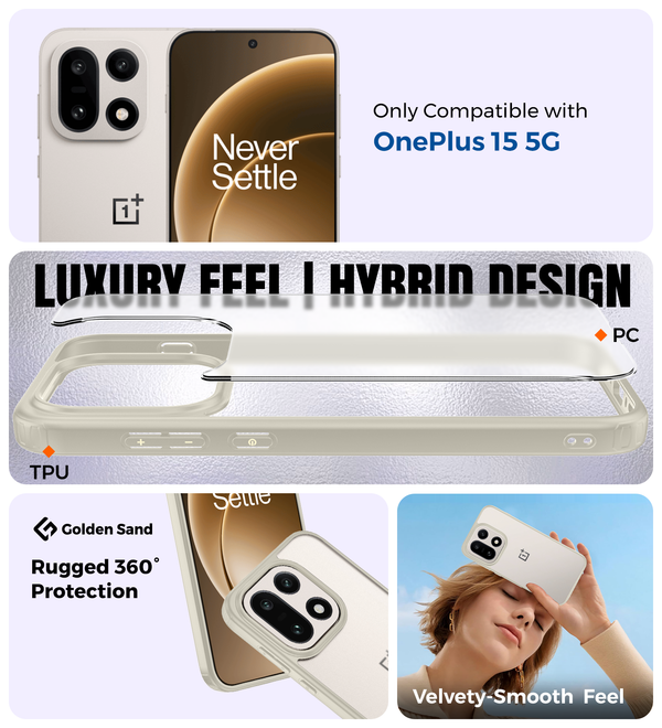 OnePlus 15 5G (6.78 inch) Back Cover | Rugged Frosted Series, Cream Sand
