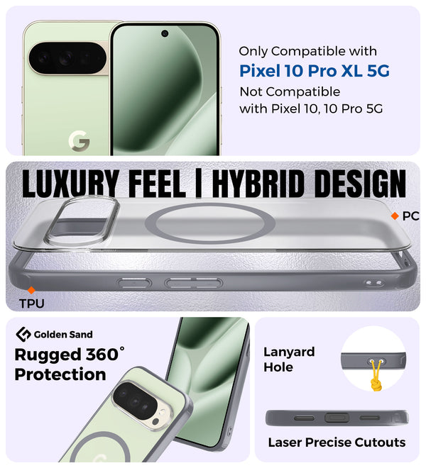 Google Pixel 10 Pro XL 5G (6.8 inch) Back Cover | Rugged Frosted MagSnap Series, Grey