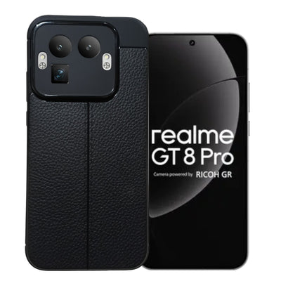 Realme GT 8 Pro 5G (6.79 inch) Back Cover | Vegan Leather Series, Black