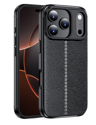 Apple iPhone 17 Pro 5G (6.3 inch) Back Cover | Vegan Leather Series, Black
