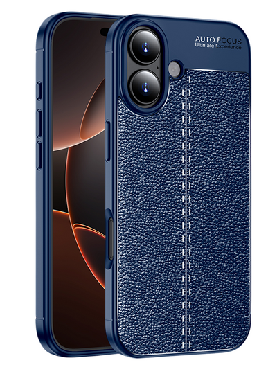 Apple iPhone 17 5G (6.3 inch) Back Cover | Vegan Leather Series, Blue