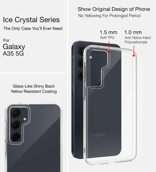 Samsung Galaxy A35 5G (6.6 inch) Back Cover | Ice Crystal Series, Crystal Clear