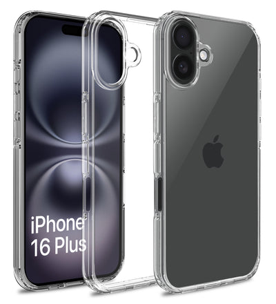 Ice Crystal Series Hybrid Transparent PC Military Grade TPU Back Cover for Apple iPhone 16 Plus, 6.7 inch, Crystal Clear