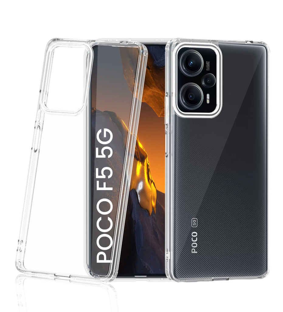 Ice Crystal Series Hybrid Transparent PC Military Grade TPU Back Cover for POCO F5 5G, 6.67 inch, Crystal Clear