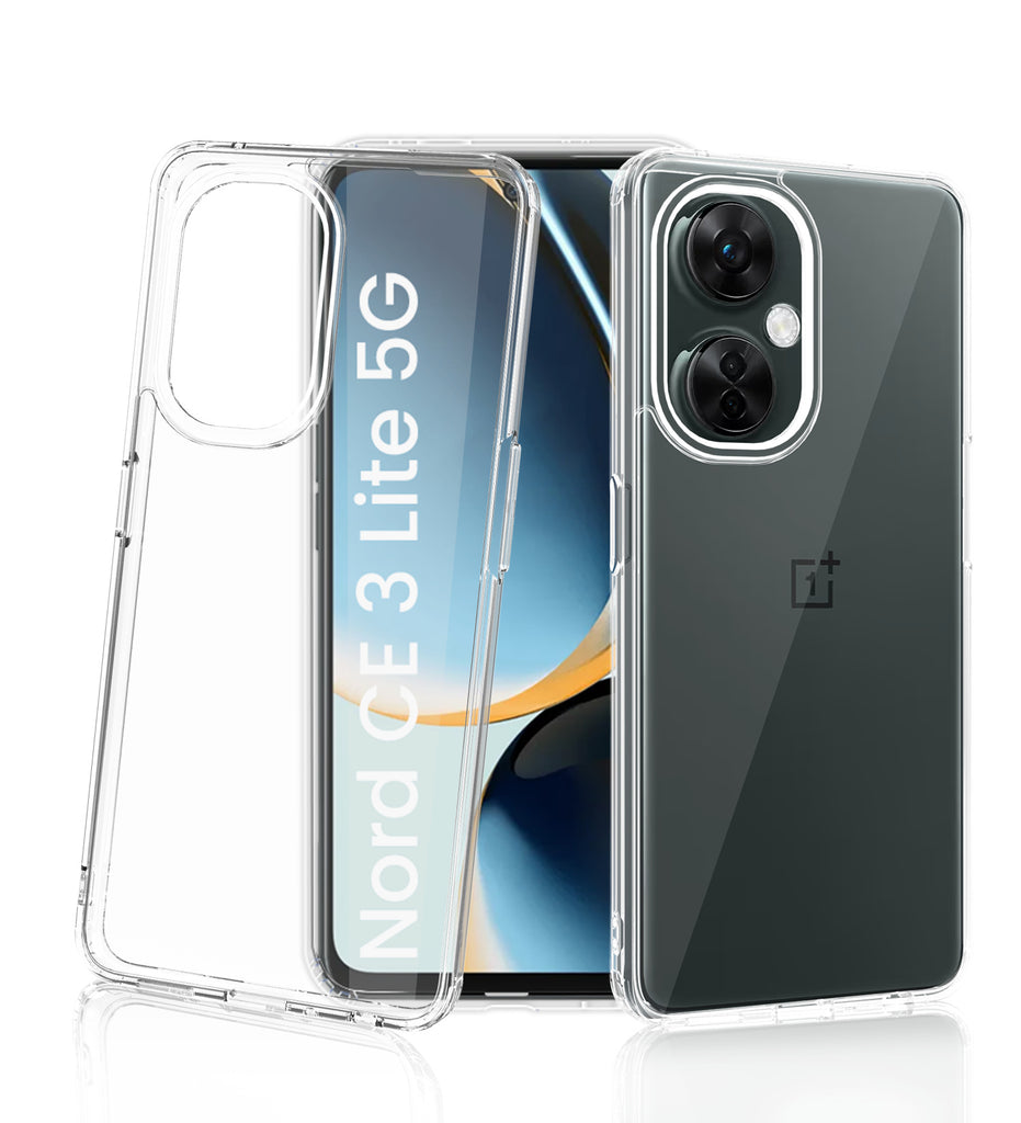 Ice Crystal Series Hybrid Transparent PC Military Grade TPU Back Cover for OnePlus Nord CE 3 Lite 5G, 6.72 inch, Crystal Clear