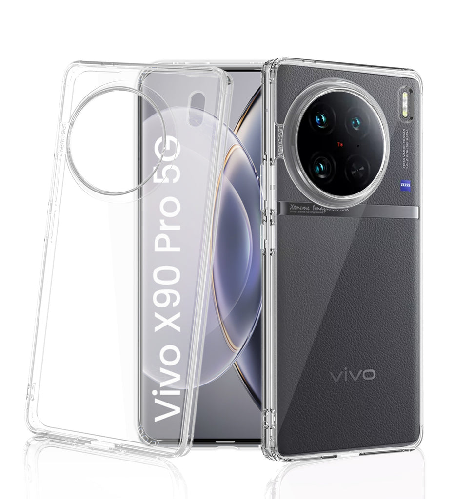 Ice Crystal Series Hybrid Transparent PC Military Grade TPU Back Cover for Vivo X90 Pro 5G, 6.78 inch, Crystal Clear