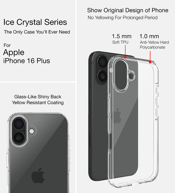 Apple iPhone 16 Plus (6.7 inch) Back Cover | Ice Crystal Series, Crystal Clear