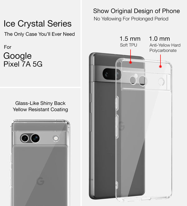 Google Pixel 7a 5G (6.1 inch) Back Cover | Ice Crystal Series, Crystal Clear